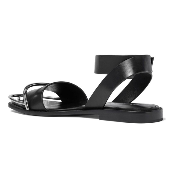 ALEXANDER WANG Sora Halo Flat Leather Sandals in Black - Picture 3 of 9